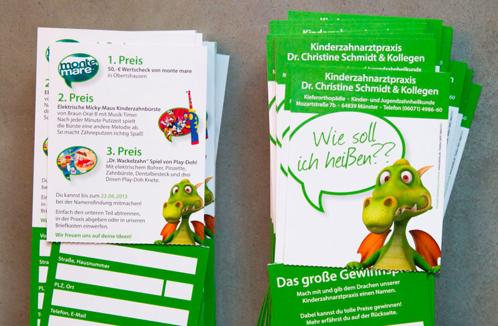 Gewinnspielkarten für Zahnarztpraxis aus Münster