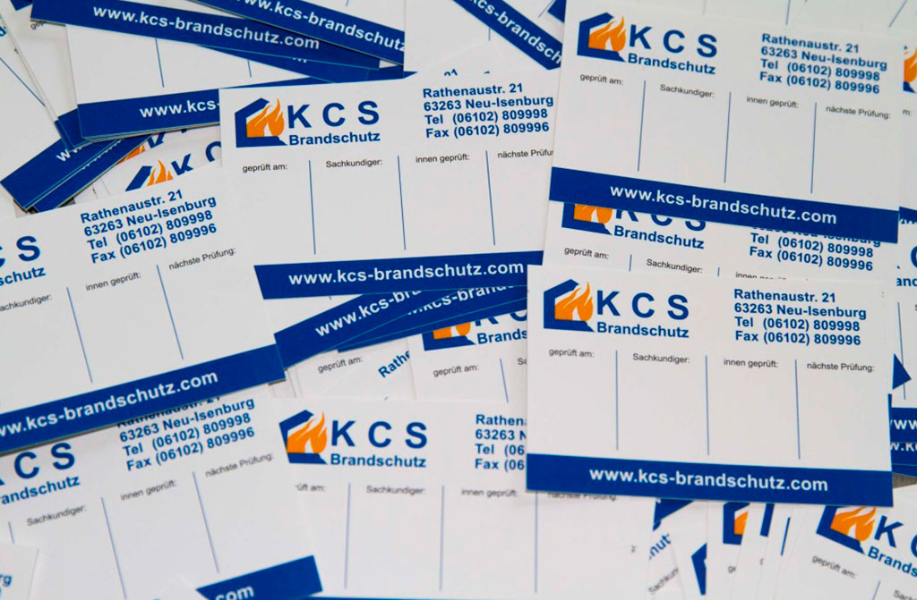 Visitenkartenaufkleber | KCS Brandschutz GmbH, Neu-Isenburg