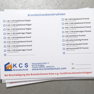 Hinweisschilder drucken | KCS Brandschutz GmbH